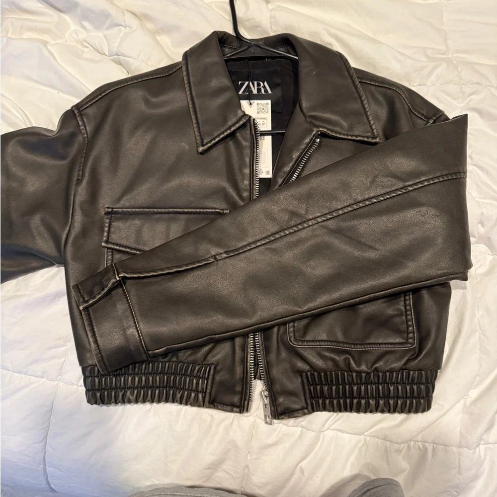Zara Dark Brown Bomber Jacket - Picture 4 of 4